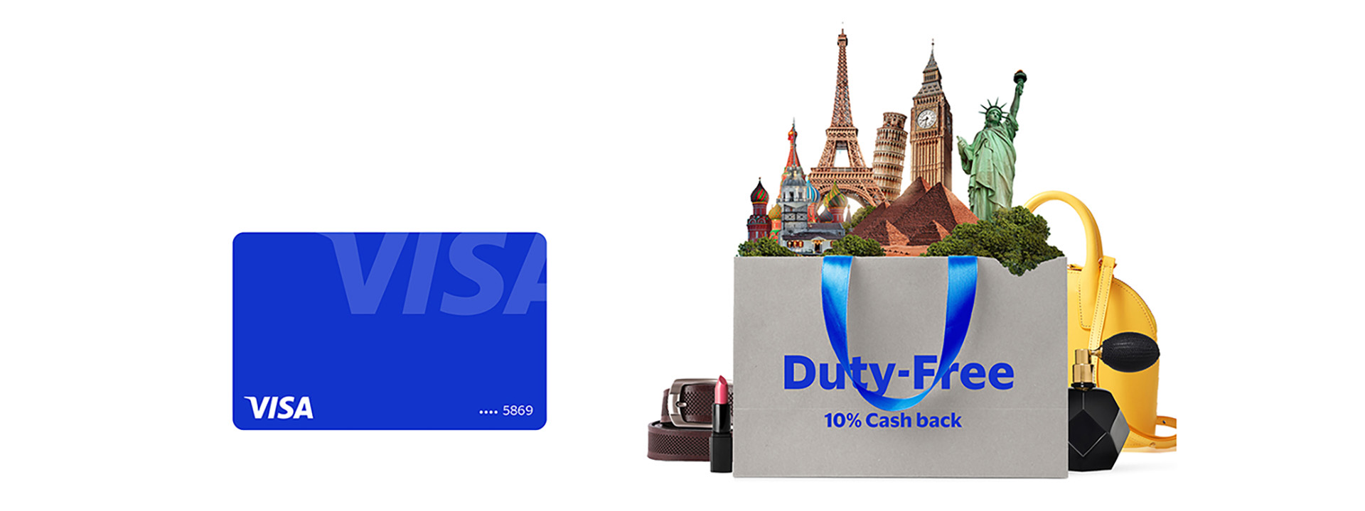 Duty Free package with world sights and Visa card